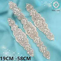 (1 unidad) cinturón de vestido de novia con cristales plateados apliques de diamantes de imitación cinturones sin cinta para vestido de novia WDD0152-WDD0403