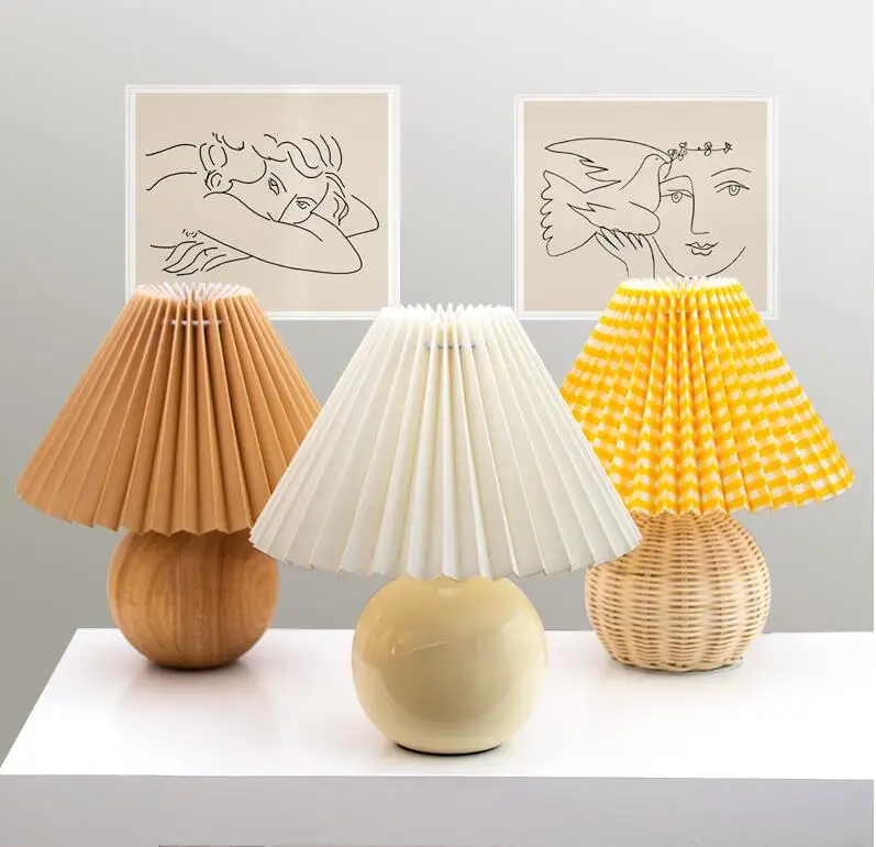 24 30 35 40 45cm Big Size Modern Style Table Lamp Pleated Lampshade Multicolor DIY Standing Desk Lamps Lampshade floor lamp, E27