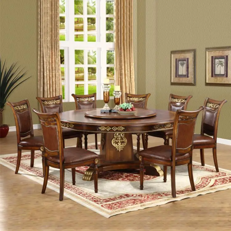 European dining table chair combination round table with turntable round table table