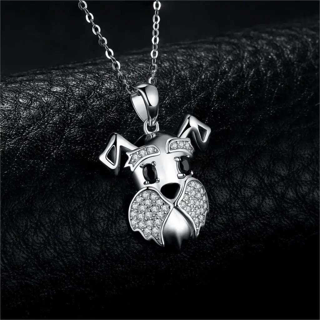 JewelryPalace Cute Schnauzer Dog 925 Sterling Silver Natural Black Spinel Pendant Necklace for Women Gemstone Pendant No Chain