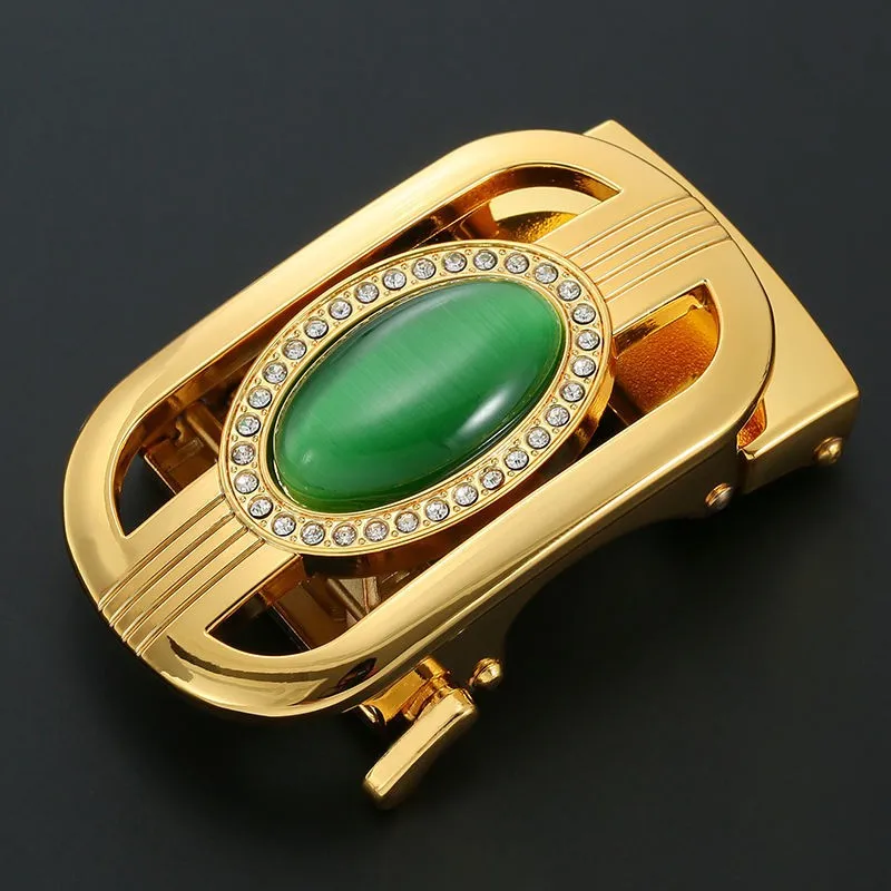 2024 Jade Belt Buckle Men Inlaid Agate Stone Automatic Buckle Auspicious Alloy personality Buckle Special offer