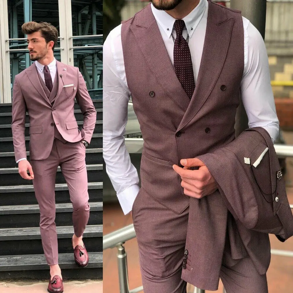 

Beach Mens Suits Two Button Peaked Lapel Groom Wear Wedding Tuxedos Formal Prom Cocktail Best Man Blazer Suit (Jacket+Pants)