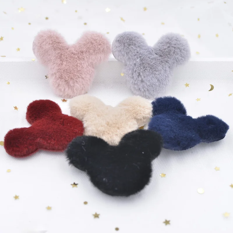 Toppe di peluche morbide di lusso Abbellimento per capelli di coniglio Applicazioni per testa di topo per abbigliamento Fermagli per capelli fai da