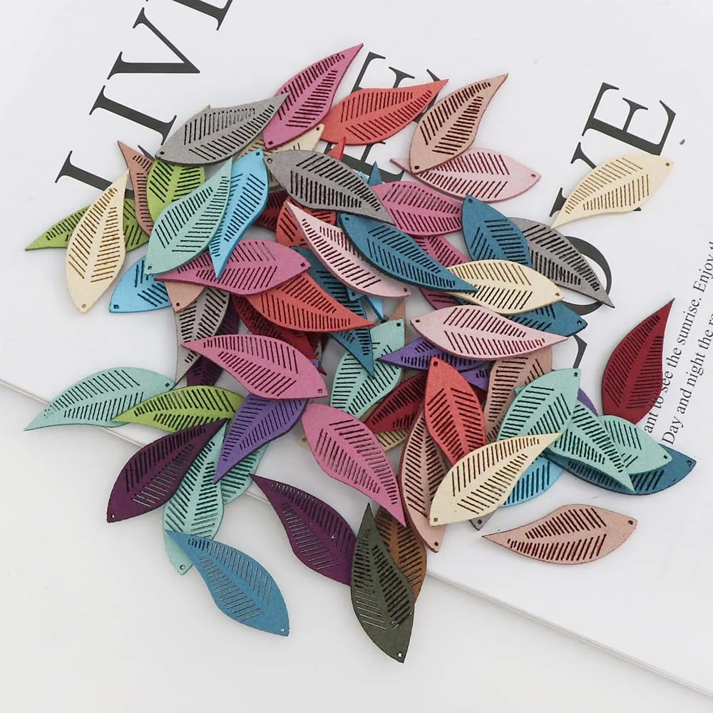 50/100Pcs Faux Leather Mix Small Leaves Tassel Jewelry Curtain Garments Decorative Accessories Key Bag Pendant Craft Tassels DIY