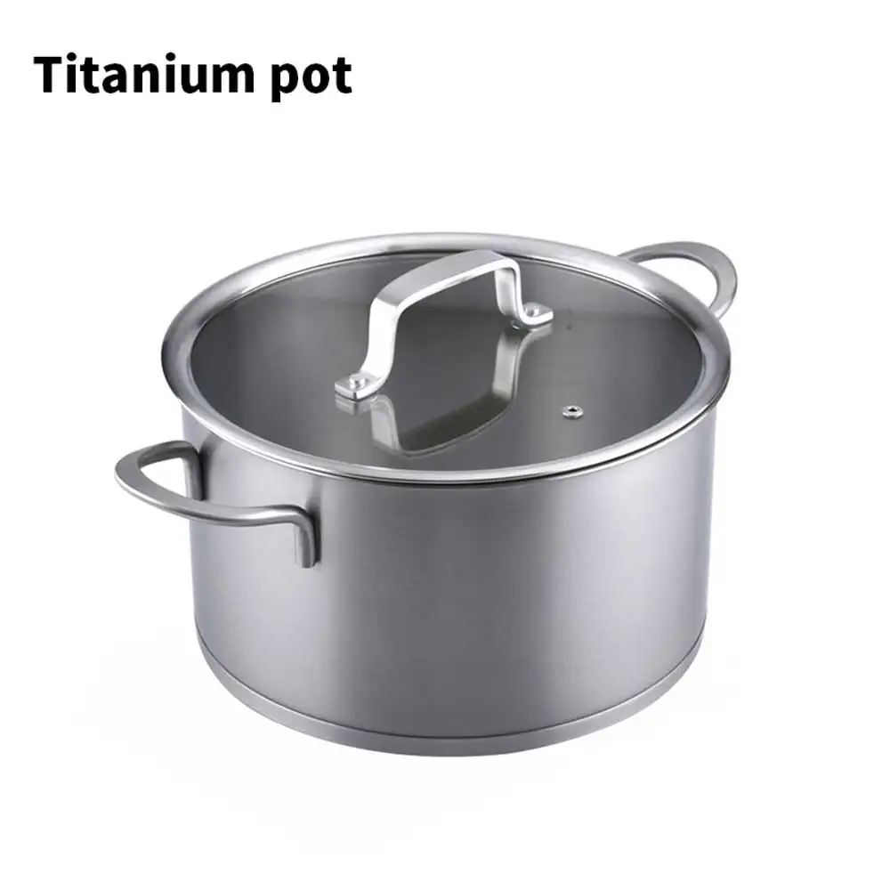 20cm pure titanium binaural cookware milk instant noodle soup pot porridge kitchen supplies suitable for induction cooker gas