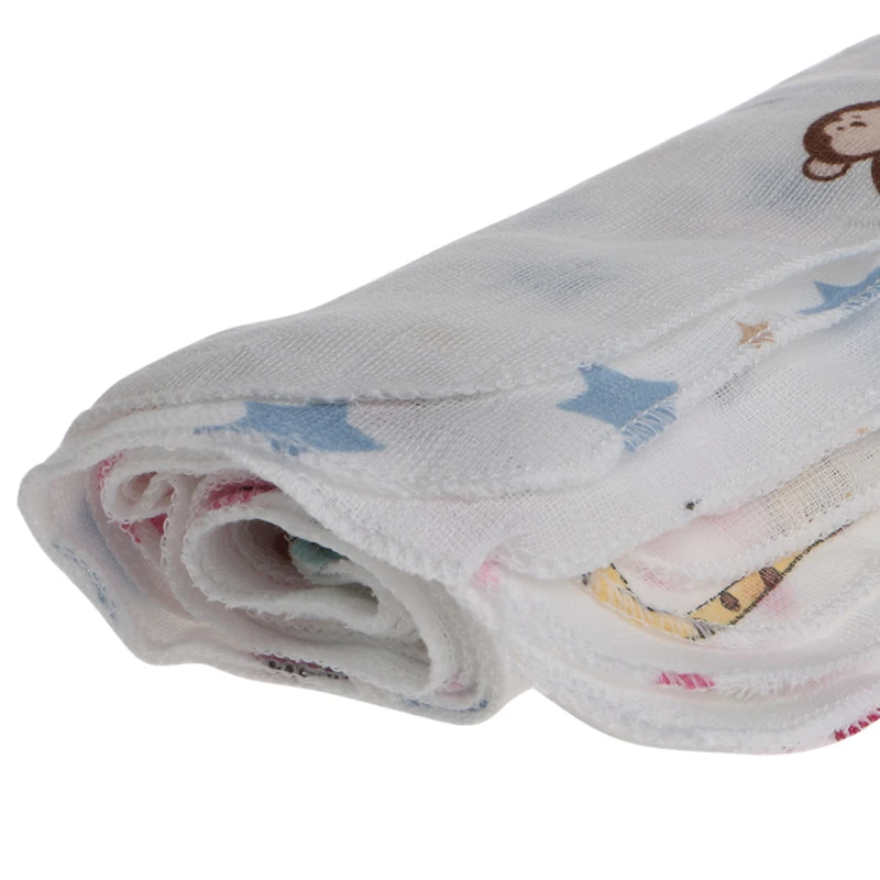 10pcs Baby Infant Towel 28*28cm Muslin Towel Handkerchiefs Two Layers Wipe Towel