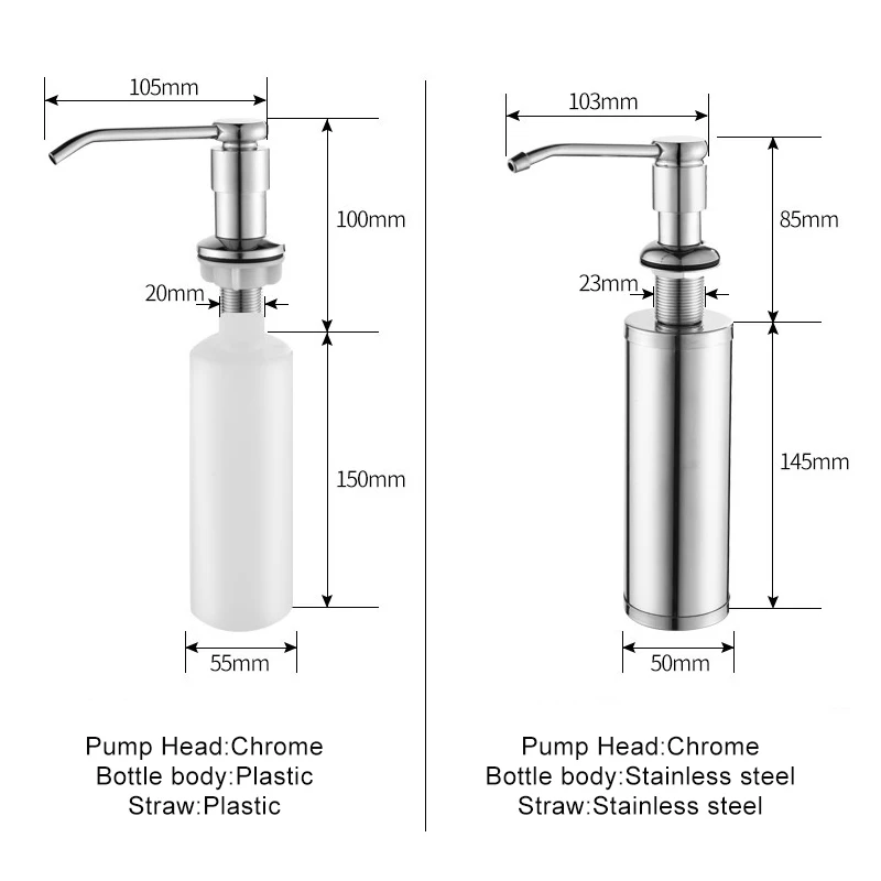 ELLEN Kitchen Soap Dispensers Pump Soap Brass Dispensers for Kitchen Built in Counter top Dispenser MLF606