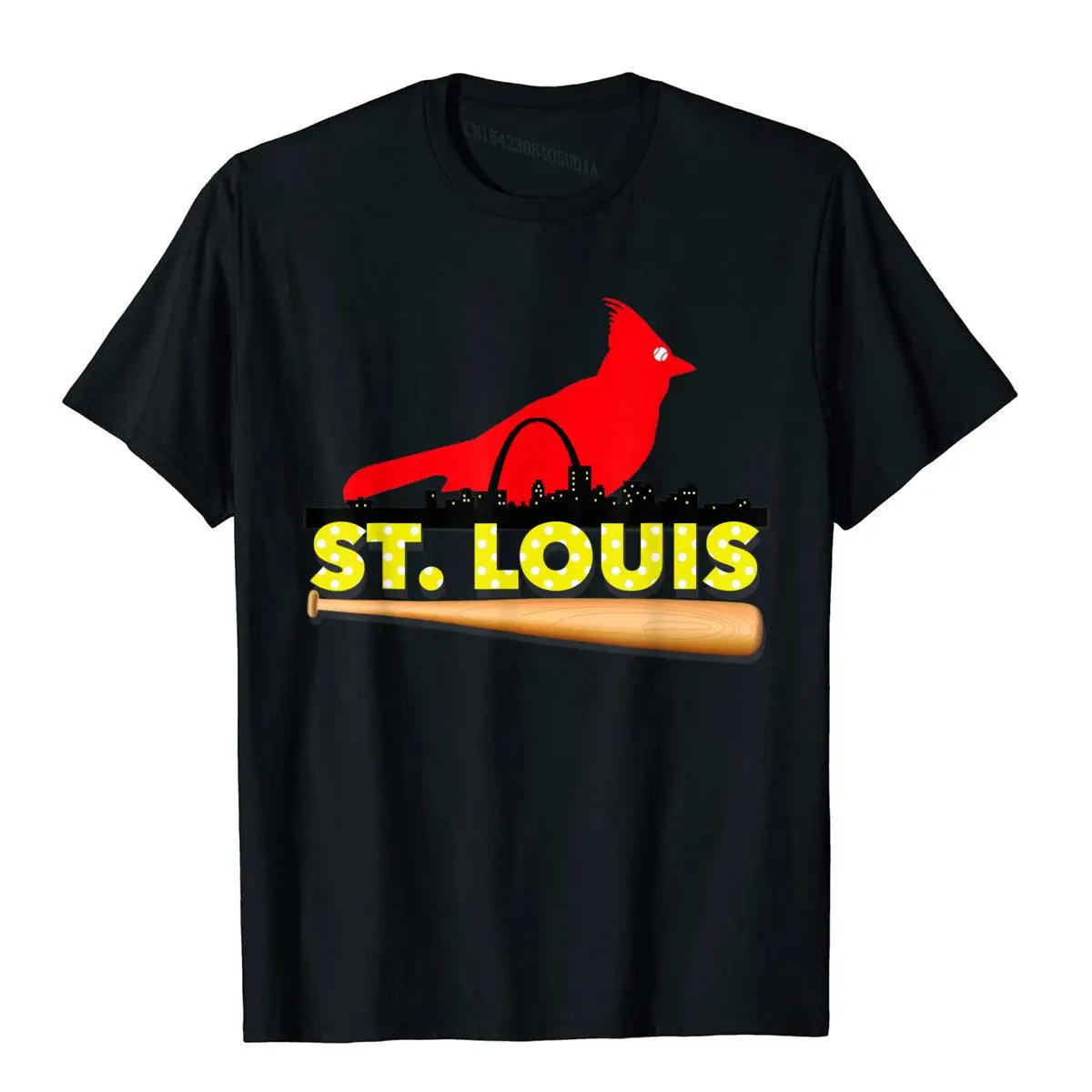 Saint Louis Red Cardinal Tshirt Eye Bird Ball And Skyline Men Discount Chinese Style Tops & Tees Cotton T Shirt Beach