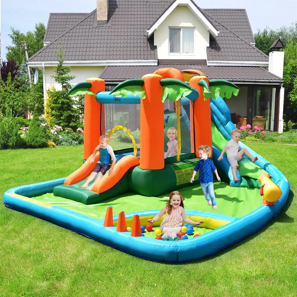 Inflatable Bounce House Jump Bouncer Kids Water Park Splash Play Center w/Blower