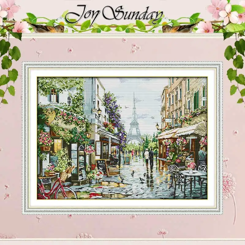 Paris Street Scene Counted Cross Stitch 11CT 14CT Printed Cross Stitch Set Wholesale Cross-stitch Kit Embroidery Needlework