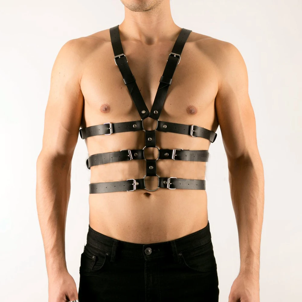 Handmade PU Sex Harness Belt Fetish Men Gay Underwear Gothic Exotic Punk Style Adjustable Body Chest Harness BDSM Bondage Belt