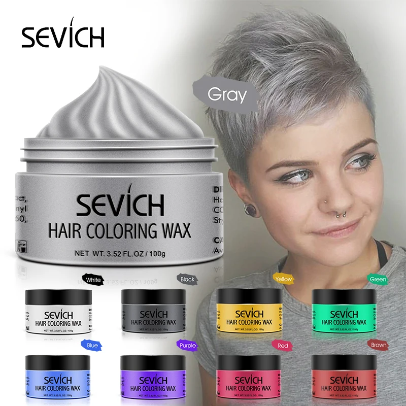 Sevich 9 Color Hair Color Wax For Men and Women One-time Temporary Hair Color Cream Gel 100g Grandma Grey Color Hair Styling 