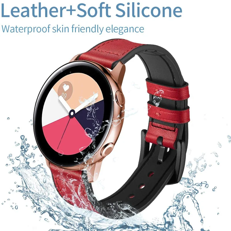 20mm 22mm Leather strap For Samsung Galaxy watch Active 2 band 40/44mm Gear S3 Frontier bracelet Huawei GT/2/2e Galaxy 3 correa