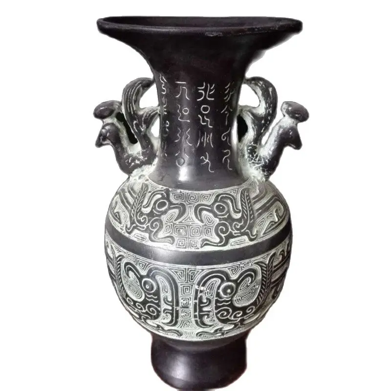 

China's Old Bronze Ware Double Phoenix Vase
