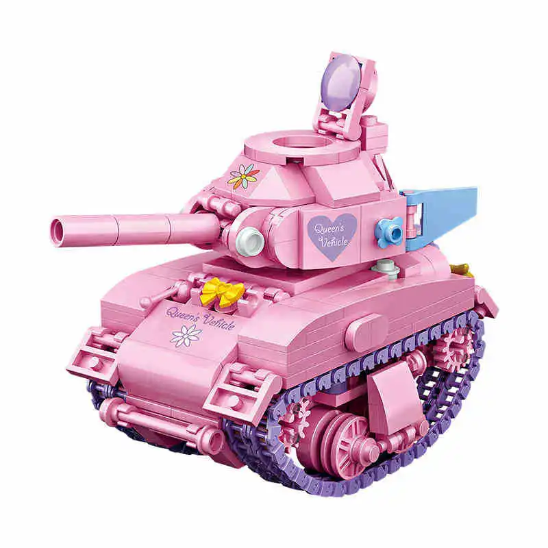 455pcs LOZ MINI Building Blocks pink tank Model creative assembly Anime Educational Action Figuers Toys for kids  Brinqueos1118