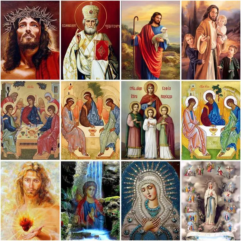 CHENISTORY Pictures By Number Jesus Pontiff Kits Home Decor Painting By Numbers Religion Figure Drawing On Canvas Handpainted