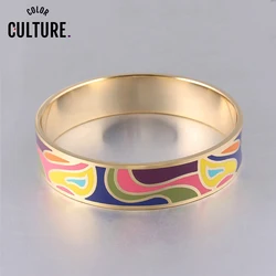 High Quality Female Bracelet 1.6cm Wide Temperature Ceramic Enamel Handmade Jewelry Black Skull Pattern Bangles