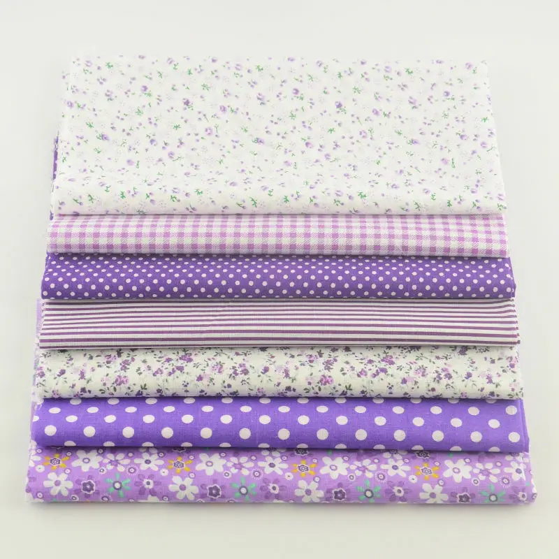 Booksew Purple Patchwork Plain Cotton Fabric Bundle Home Textile 7 PCS/Lot Qulit for Arts Craft Sewing Material Quilt Patchwork