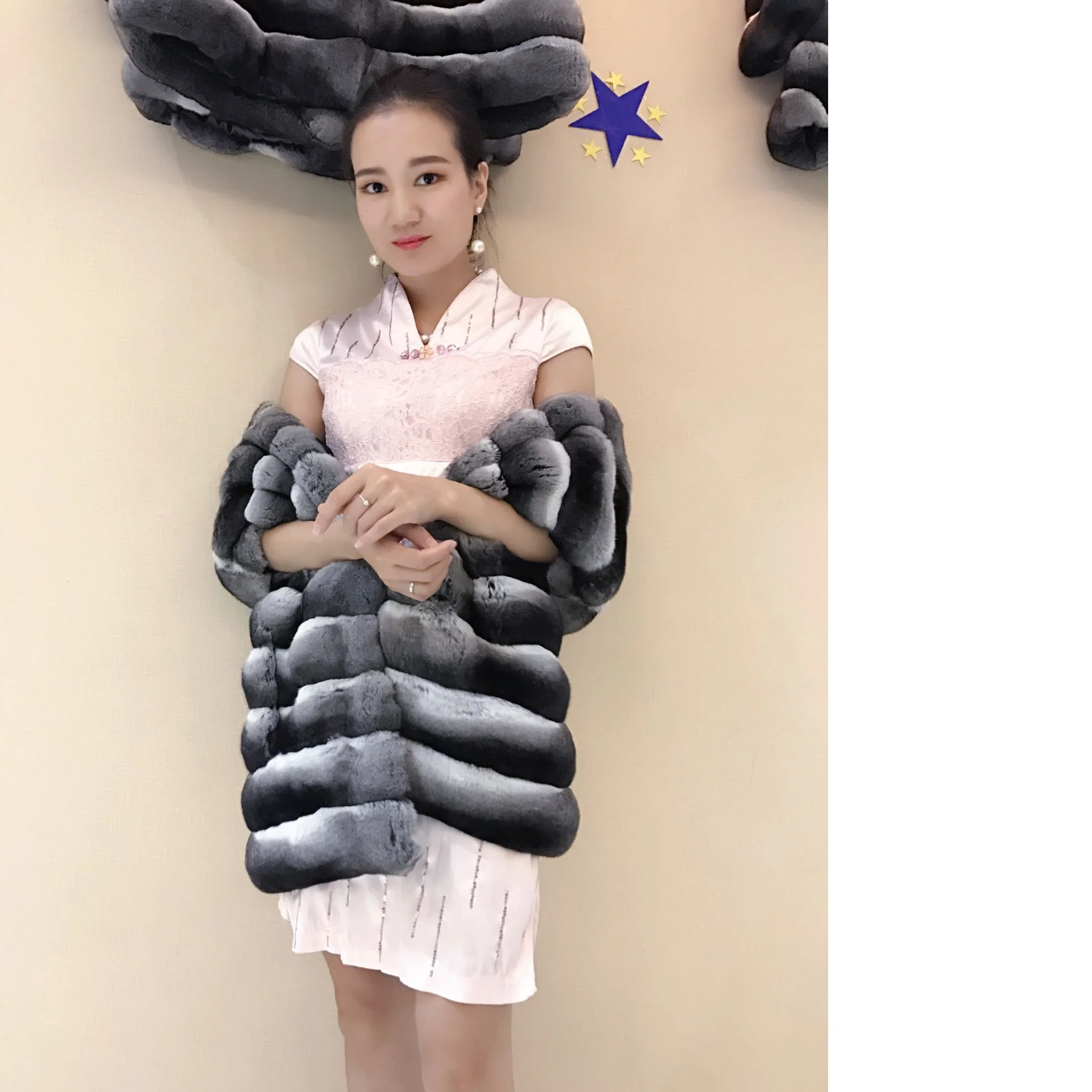 Women Ladies Winter Real Chinchilla Fur Scarf Wrap Fluffy Thicken Shawl Soft Warm Pretty Luxury Cape