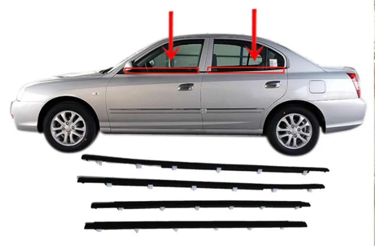 4pcs Car Weatherstrips Window Moulding Trim Seal Belt For Hyundai Elantra 2004-2011