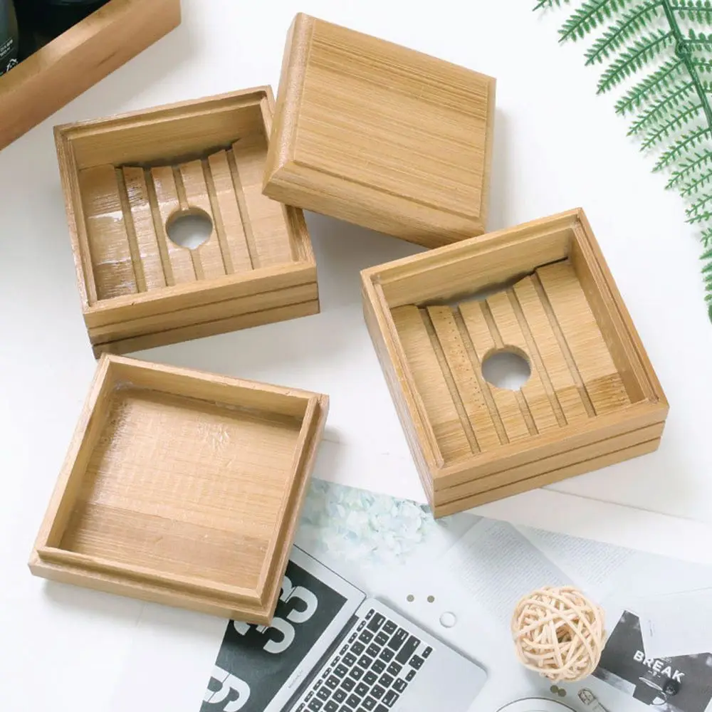 Boîte à vaisselle en bois de bambou pour hommes, hler naturel, porte-escalier Regina T1, récipient pour salle de bain, assiette de douche, rangement