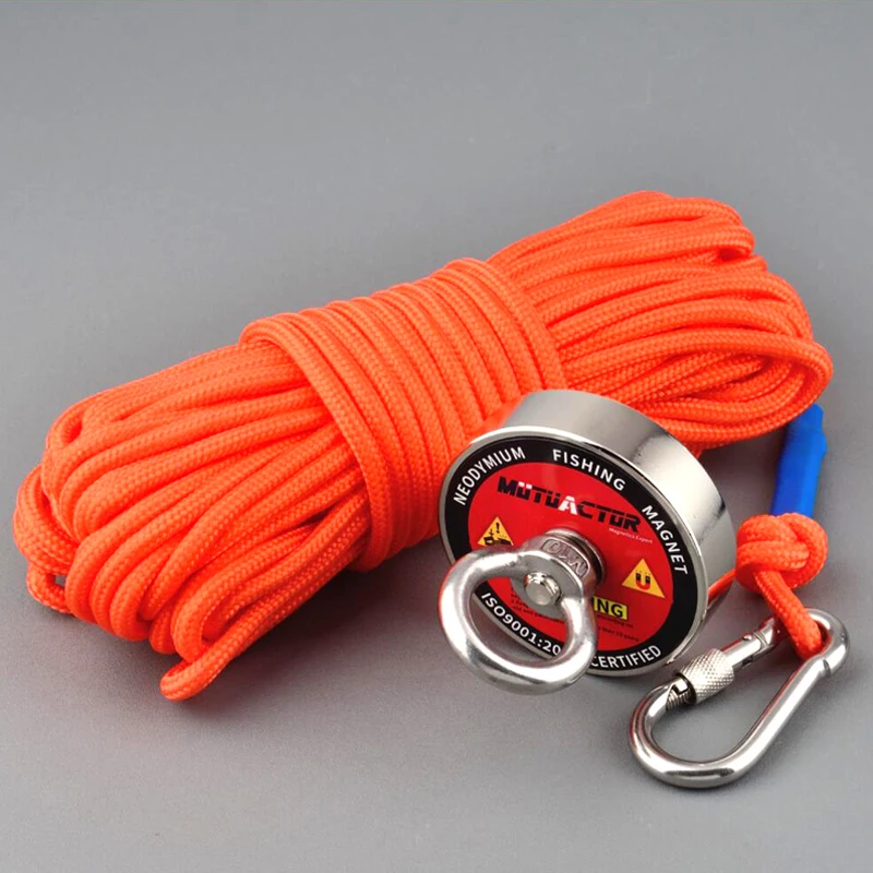 220KG Vertical Strong Magnet Fishing Deep Sea Salvage Magnetic Permanent Neodymium N52 Magnet 20M Durable Rope Glovses Bag