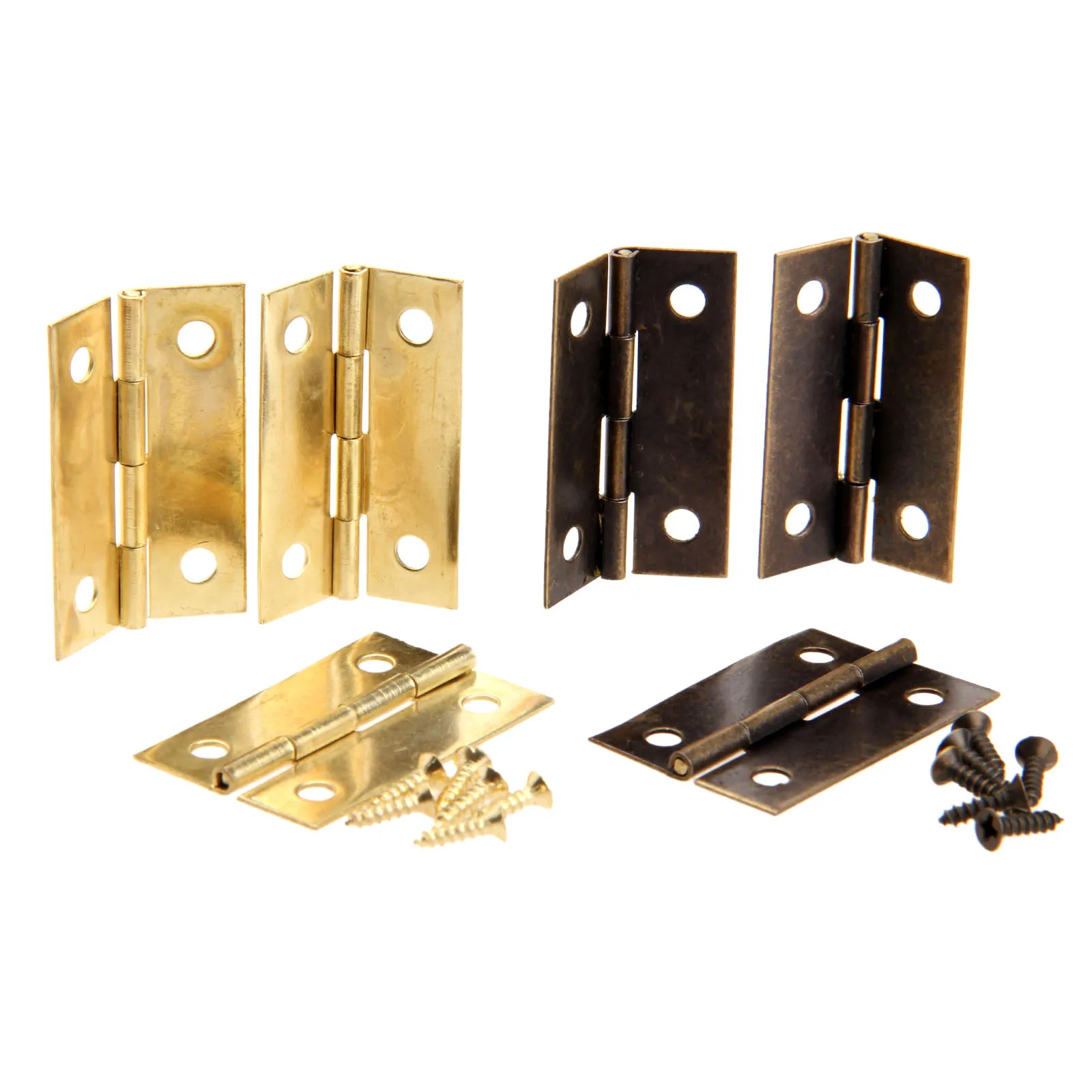 4pcs Hinges 34*32mm Iron Gold/Antique Bronze 4 holes Iron Decorative screw Vintage Wooden Jewelry Box Cabinet Furniture Fittings