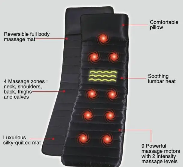 1 PC electric vibration massage massage mattress pad 9 PC vibration motor and far infrared heating massager massage pillow