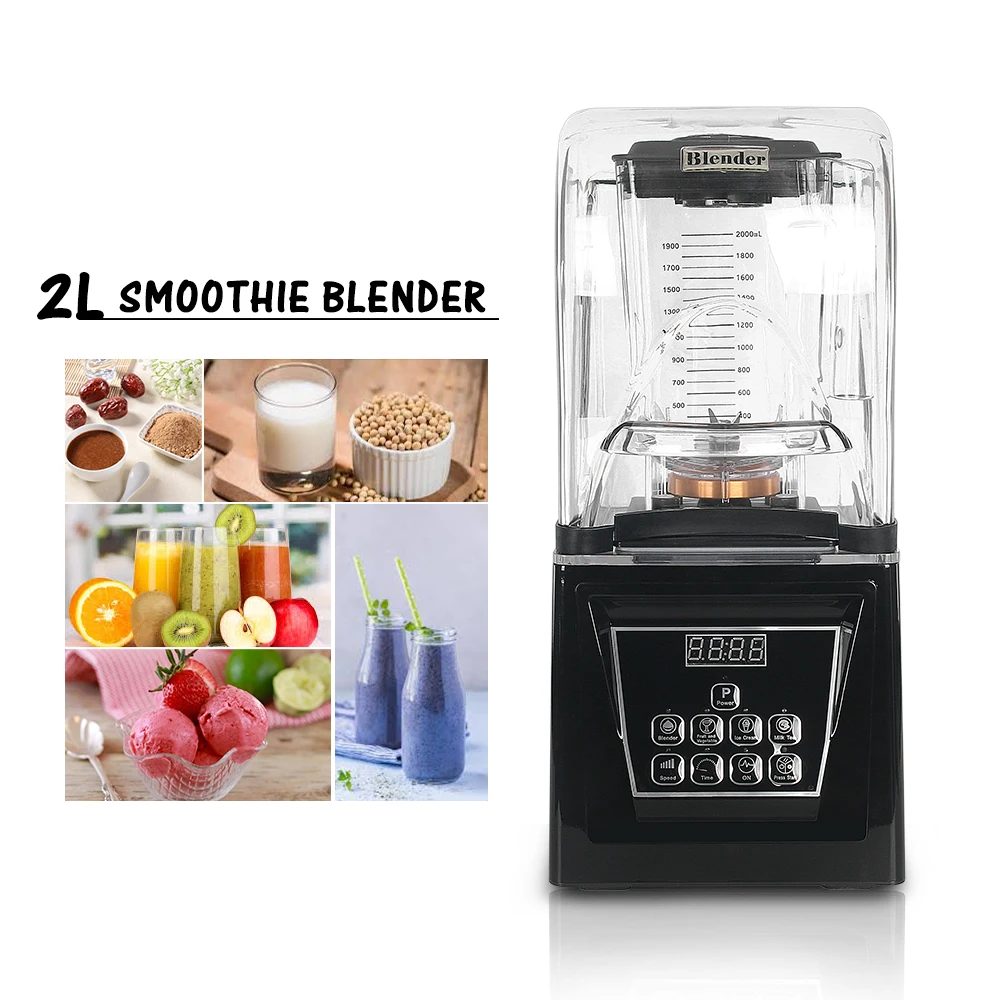 ITOP 2L Blender do Smoothie dźwiękoszczelne 2200W komercyjne profesjonalne Blender Bar sokowirówka robot kuchenny ostrze ze stali nierdzewnej 220V