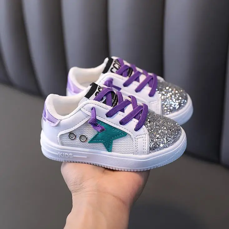 Children's Kids Casual Sports Shoes And Lightweight Comfortable Single Sequins Sneakers Autumn Non-Slip Children Girls Shoe