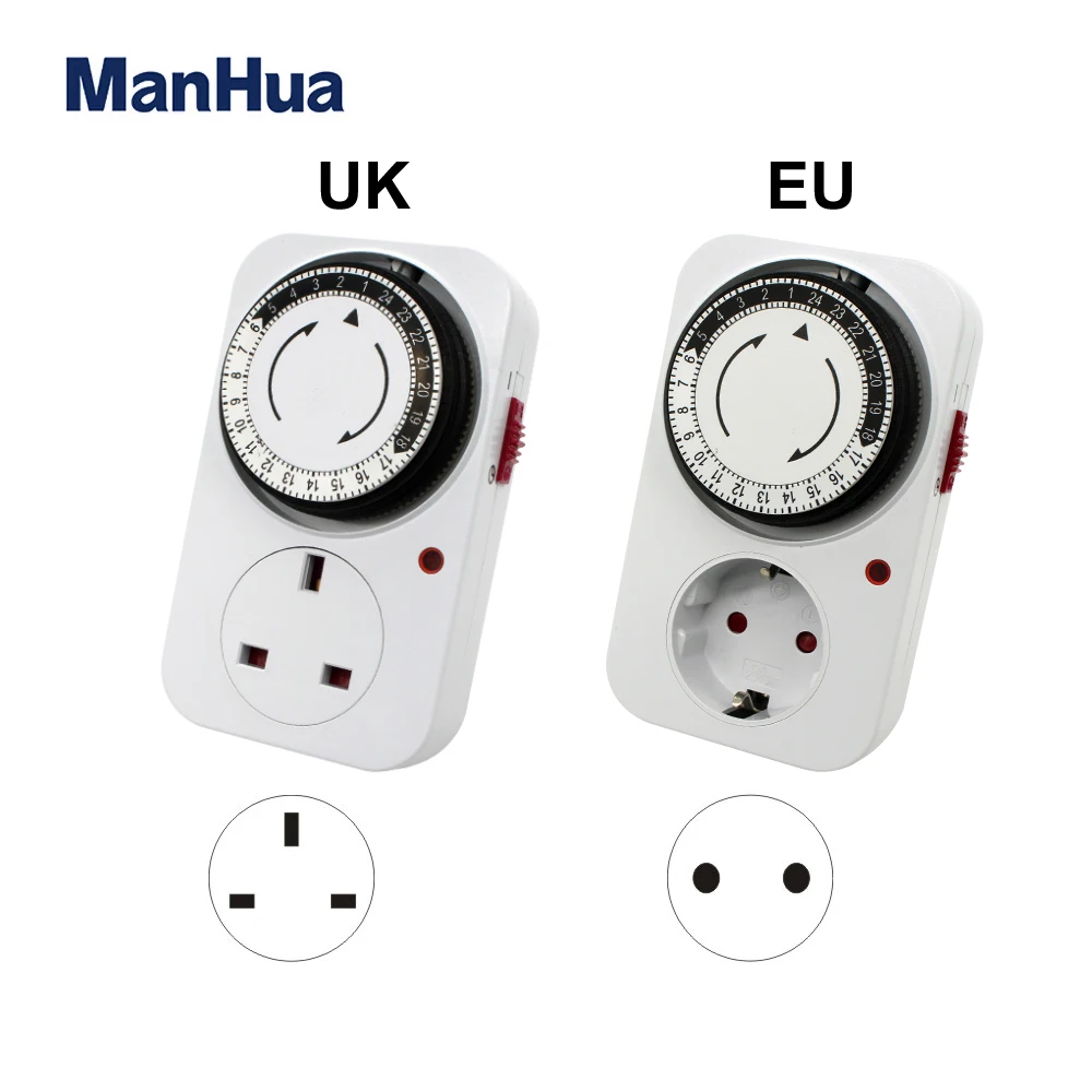 ManHua 24 Hour Programmable Mechanical Timer Switch Universal Socket TimerTG14,TG44 220V 16A Europe Plug EU UK plug