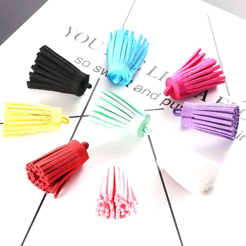 Vintage Leather Tassels for DIY Craft, 3cm, Mini Fat, Suede, Phone, Tassels, Pendant Earrings, Jewelry Making, 10Pcs