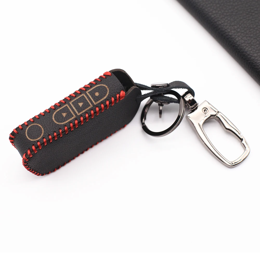 100% Leather Key Case for Starline A39 A96 A93 A36 A63 Russian Two Way Version Remote Control LCD Car Alarm Keychain Fob Cover