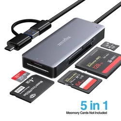 Lecteur de cartes mémoire 5 en 1 USB 3.0 SD/CF/M2/MS/MICRO SD, adaptateur haute vitesse pour PC portable, caméra de drone