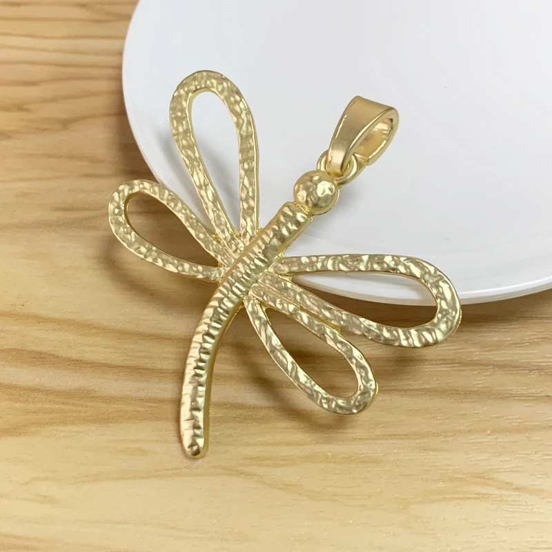 1 Piece Large Matt Gold Color Hollow Filigree Dragonfly Charms Pendants for Necklace Jewellery Making Findings