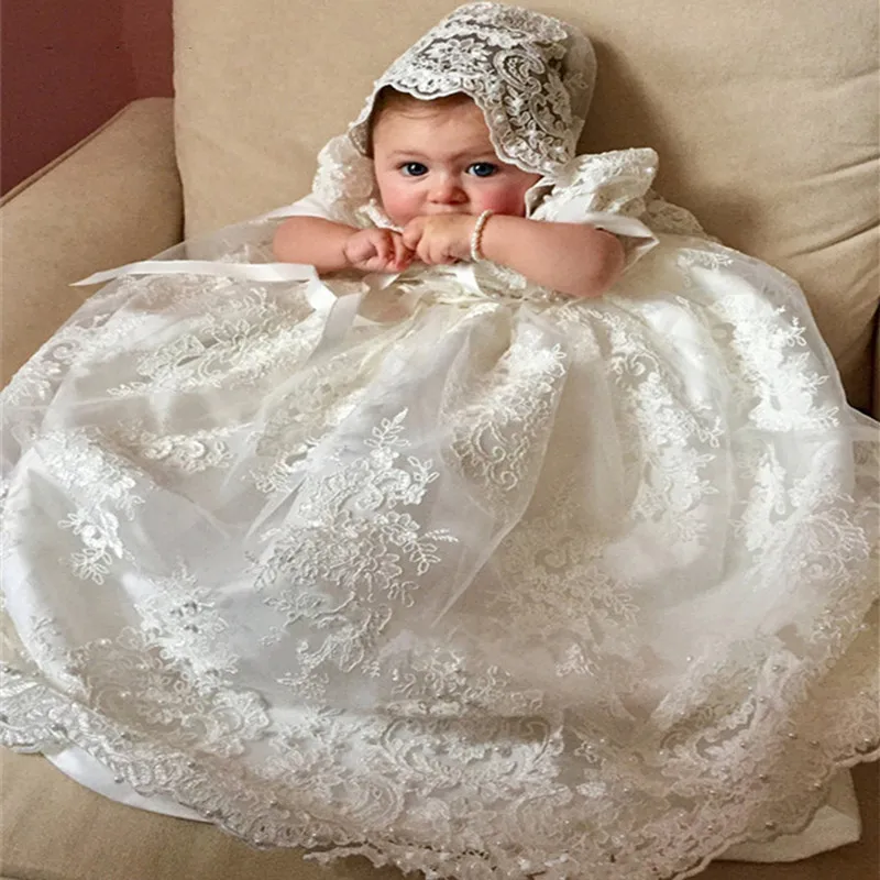 

Baby Christening Dress White Newborn Snow White Baby Dress Baby Girl 1 Year Birthday Dress Long Sleeve Baby Baptism Dresses