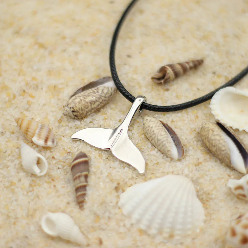 Hiphop Rock Ocean Animal Necklace For Men Student Black Silver Color Tail Pendant Necklace Beach Jewelry Gift For Husband