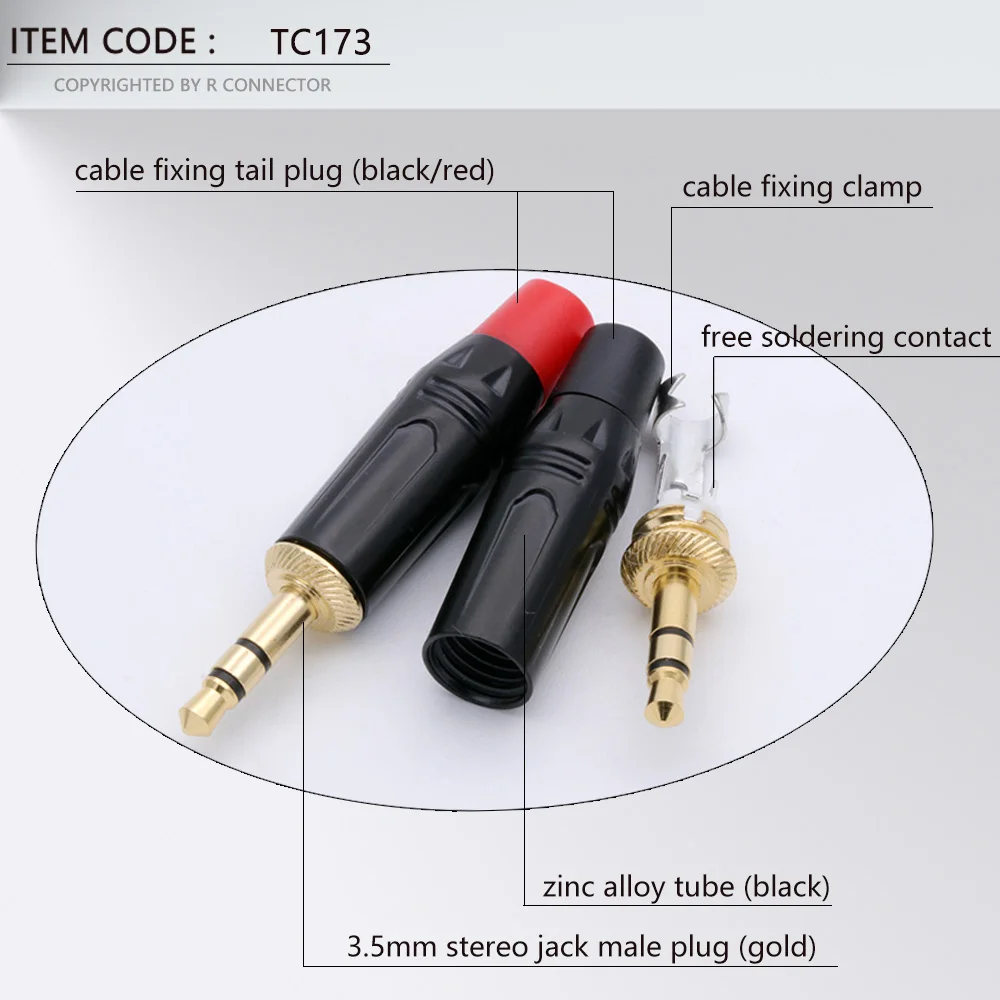 2PCS 3.5MM 3 Poles Stereo Male Plug Gold Plated Soldering 3 Pins 3.5MM Stereo Plug DIY Headphone Jack Wire Connector