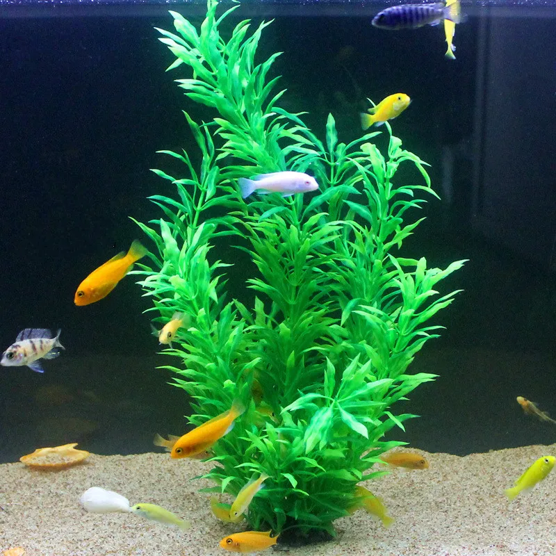 50CM Acquario artificiale Piante rare Acquario Foglia di bambù finta Erba d\'acqua Plastica Viola Verde Erba d\'acqua Decorazione paesaggistica