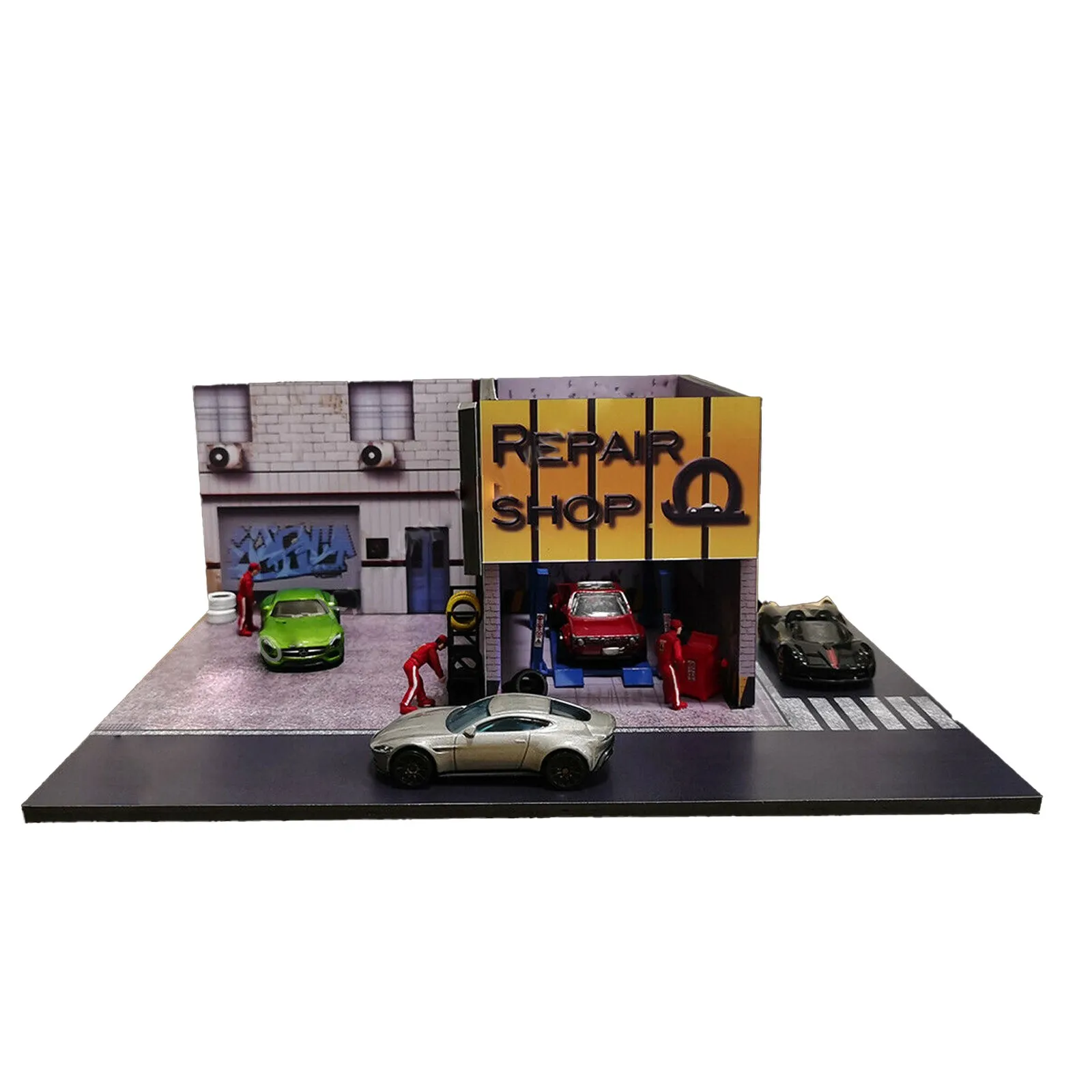 New Diorama 1/64 Model Car Repair Garage Display Background New 1:64 Diorama