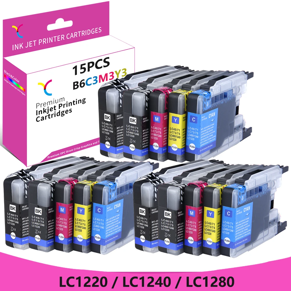 YC Compatible for Brother LC1240 Ink LC1280 Ink LC1220 MFC-J280W,MFC-J425W,MFC-J430W,MFC-J435W,MFC-J5910DW,MFC-J6510DW