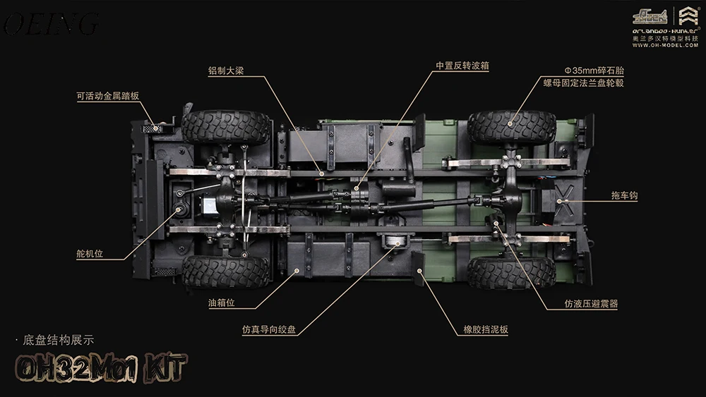 Orlandoo Hunter DIY Off-road Truck Assembling Mini Electric Remote-controlled Military Vehicle OH32M01 Not Painted