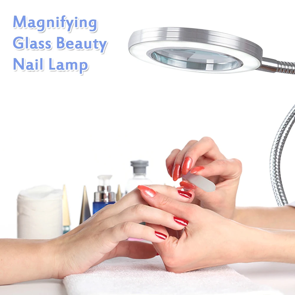 Microblading Tattoo 8X Magnifying Nail Art USB Cold Light Led Non Slip Equipment Clamp Table Glass Lamp For Beauty Salon