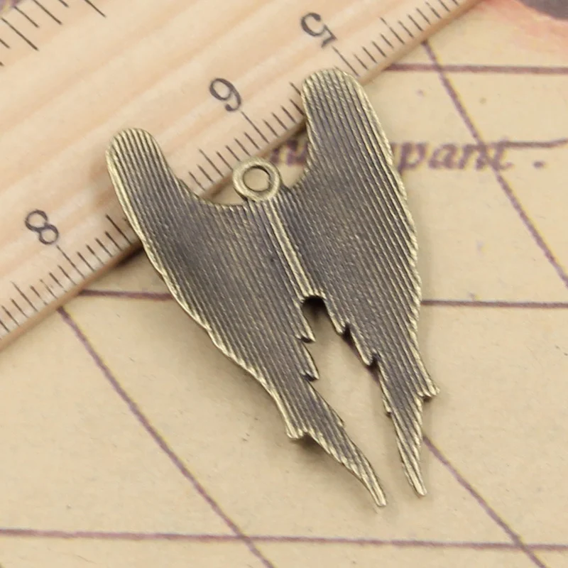 10 sztuk Charms Angel Wings 39x24mm tybetański brąz srebrny kolor zawieszki antyczne tworzenia biżuterii DIY Handmade Craft wisiorek — zdjęcie 5