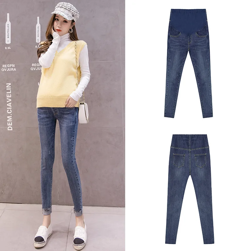 

Stretch Denim Skinny Maternity Jeans Autumn Spring Fashion Pencil Pants for Pregnant Women Elastic Waist Belly Pregnancy Clothes