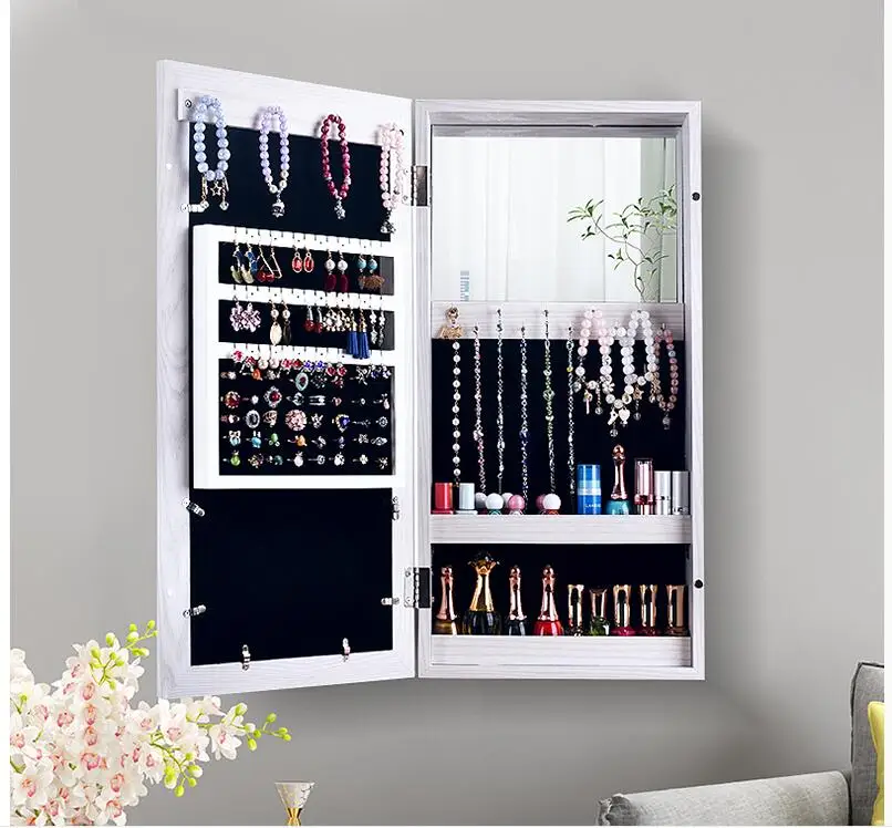 European and American small modern simple wall hanging bedroom jewelry storage makeup cabinet living room creative storage cabin