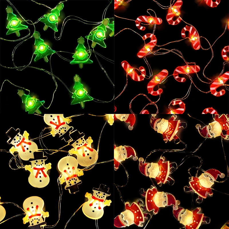 2 Meters Christmas LED Light Decorations Santa Claus Elk Christmas Tree Snowflakes Snowman Ornament Garland Glowing In the Dark