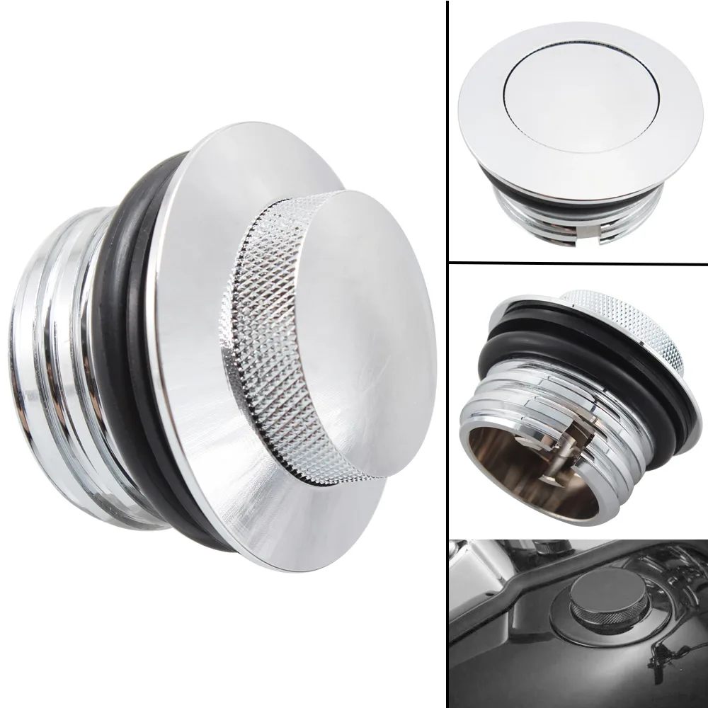 Motorcycle Chrome Press Screw-In Flush Mount Fuel Tank Gas Cap For Harley Sportster 883 1200 XL883 XL1200 48 72 Scooter