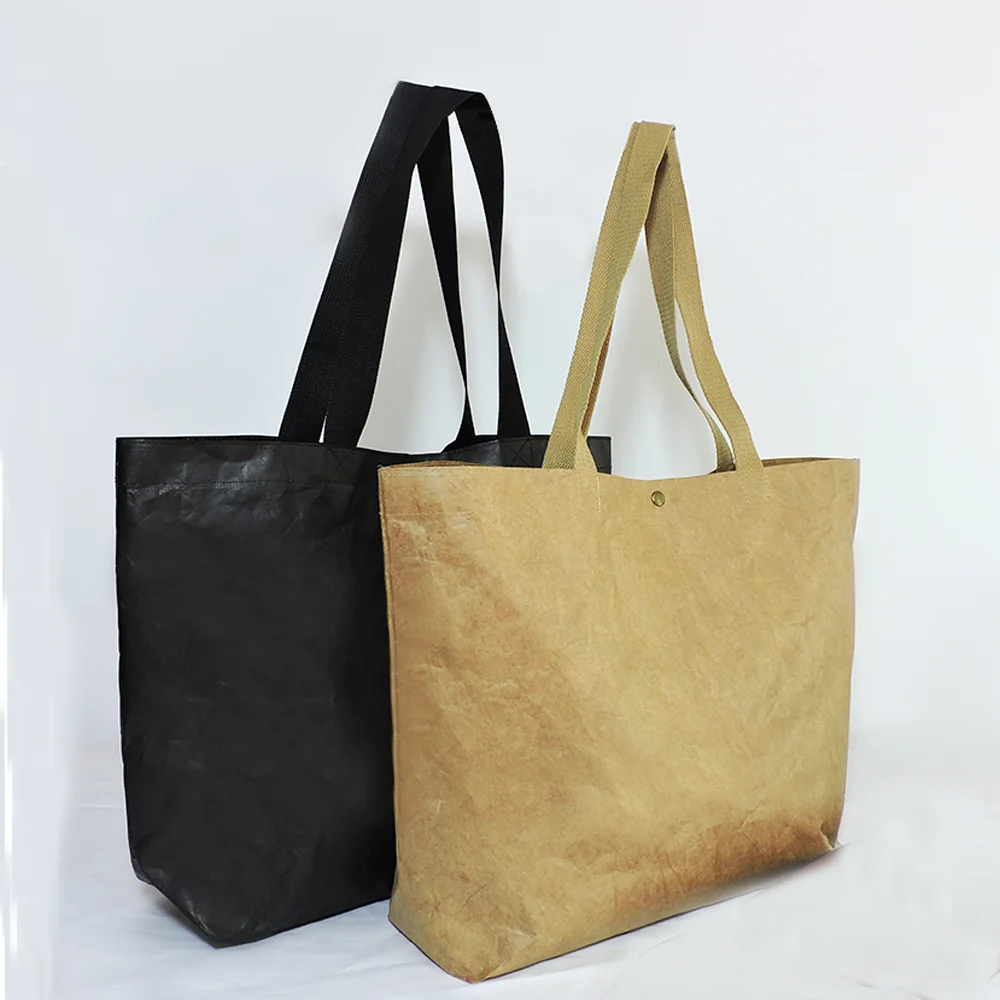 No. HTB-09 brown&black color waterproof DuPont paper bag women handbag brown paper& kraft paper shopping bag