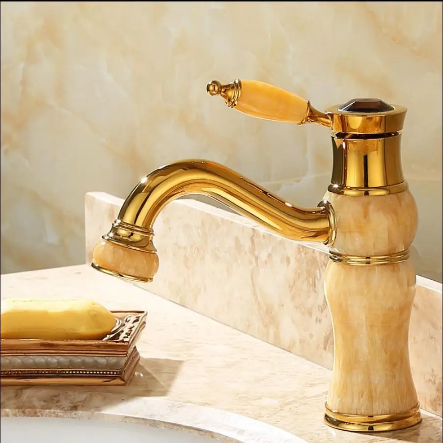 

Vidric New arrival jade and brass faucet Gold/ORB finished bathroom basin faucet,Luxury sink tap basin mixer High Quality water